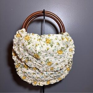 Vtg  handbag handmade Prairie ruffles floral cottagecore purse Bag  70s 80s Boho